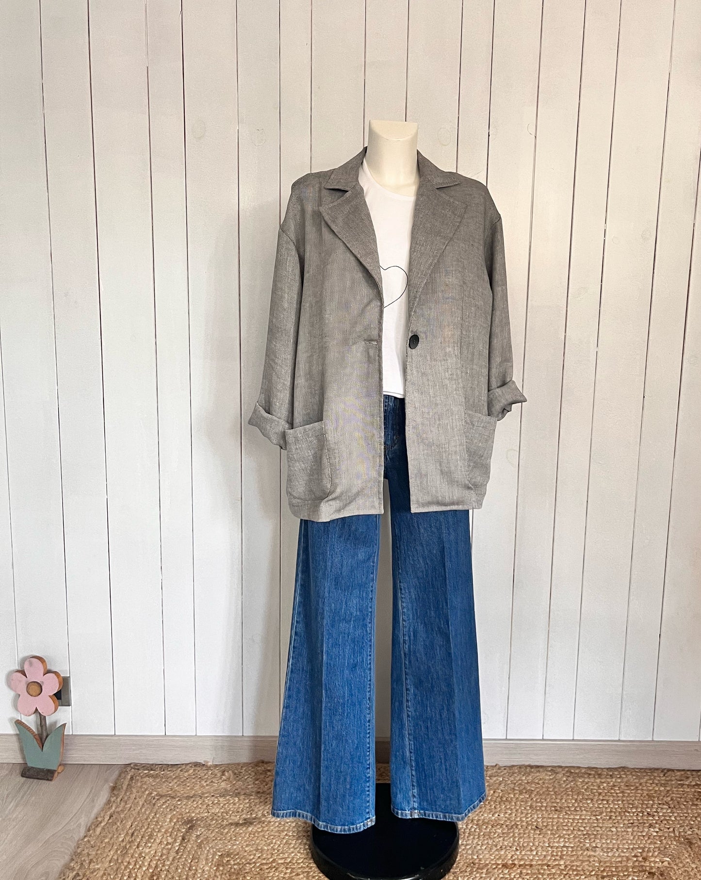 Blazer lino Perla