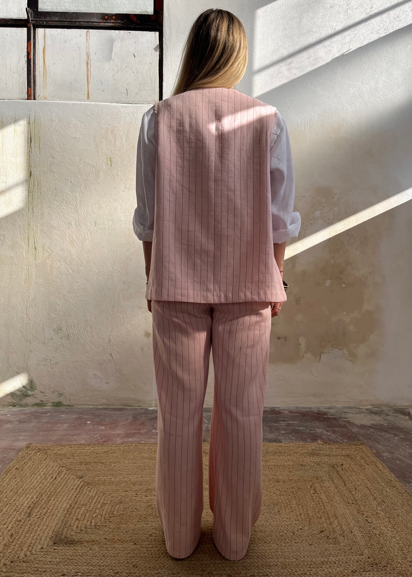 Gilet gessato Rosa