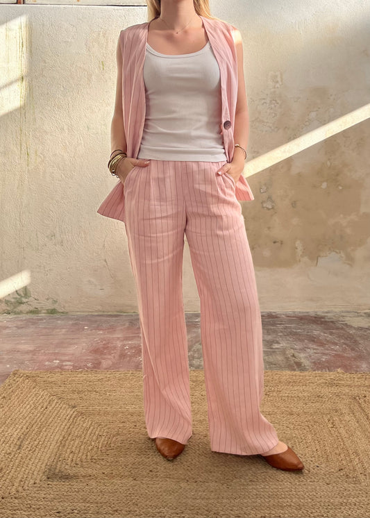 Pantalone gessato Rosa