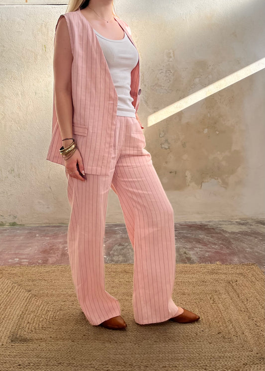 Gilet gessato Rosa