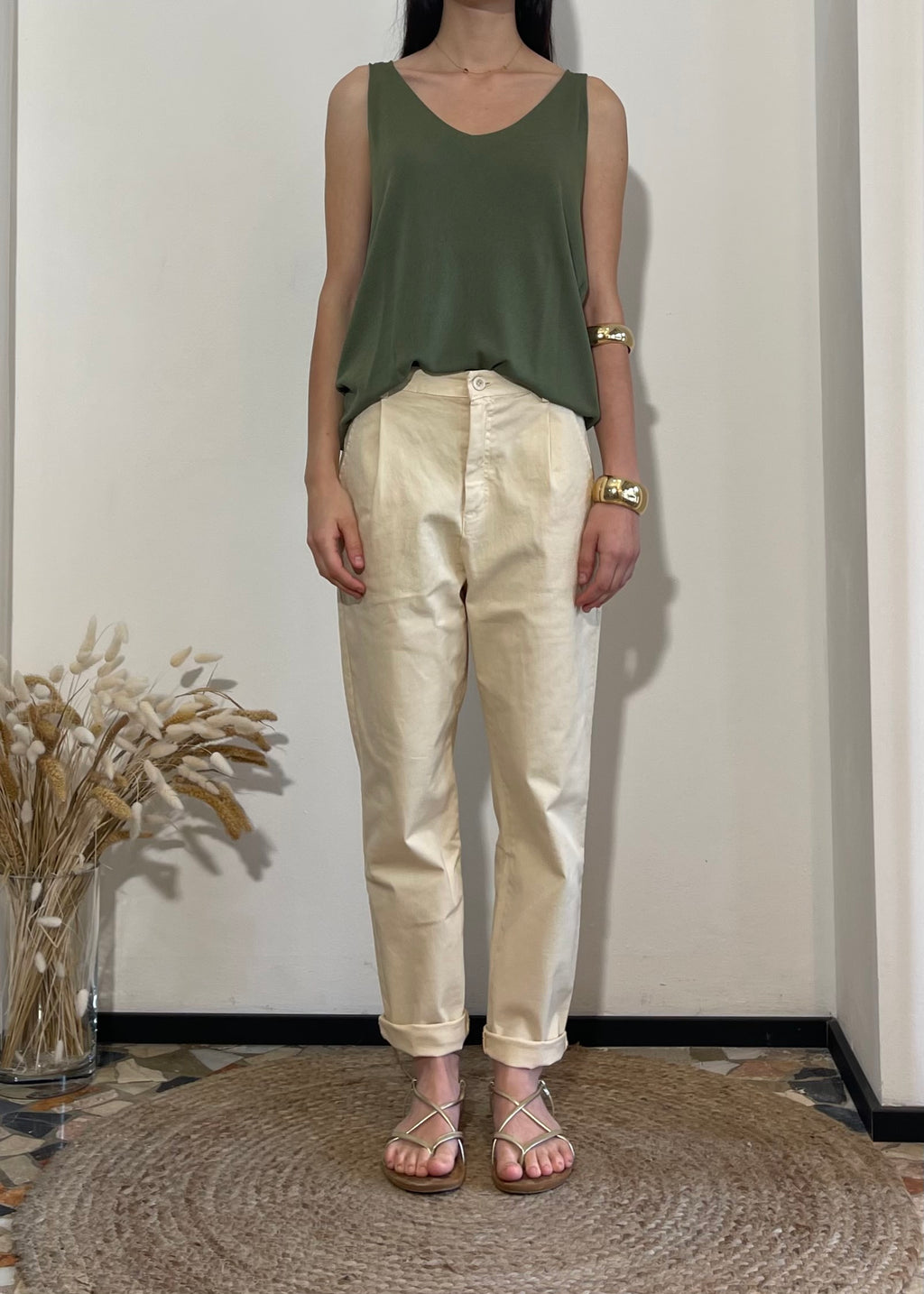 Pantalone slim burro